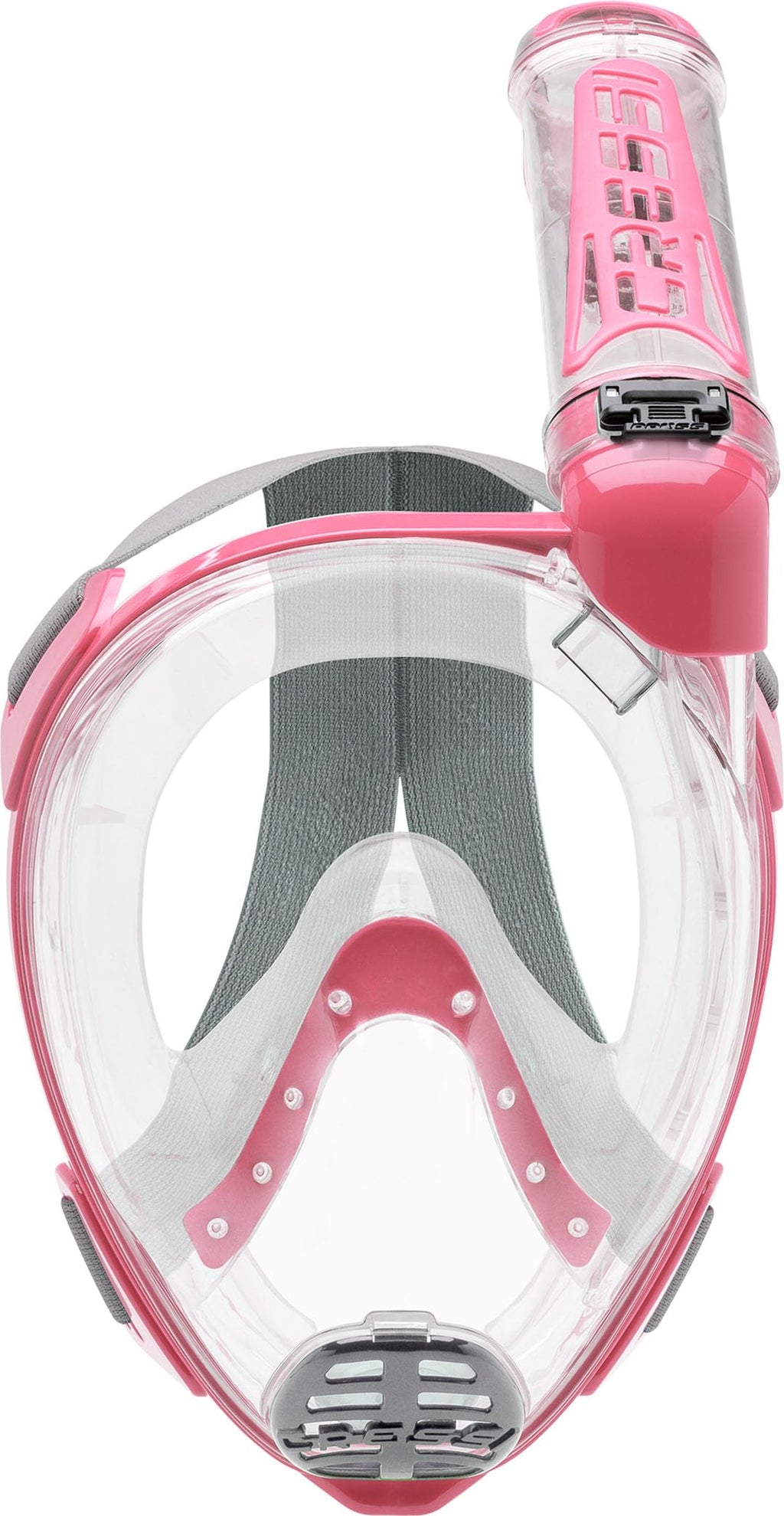 Cressi Duke Full Face Snorkel Dry Mask | Adult Unisex - Clear/Pink, S/M