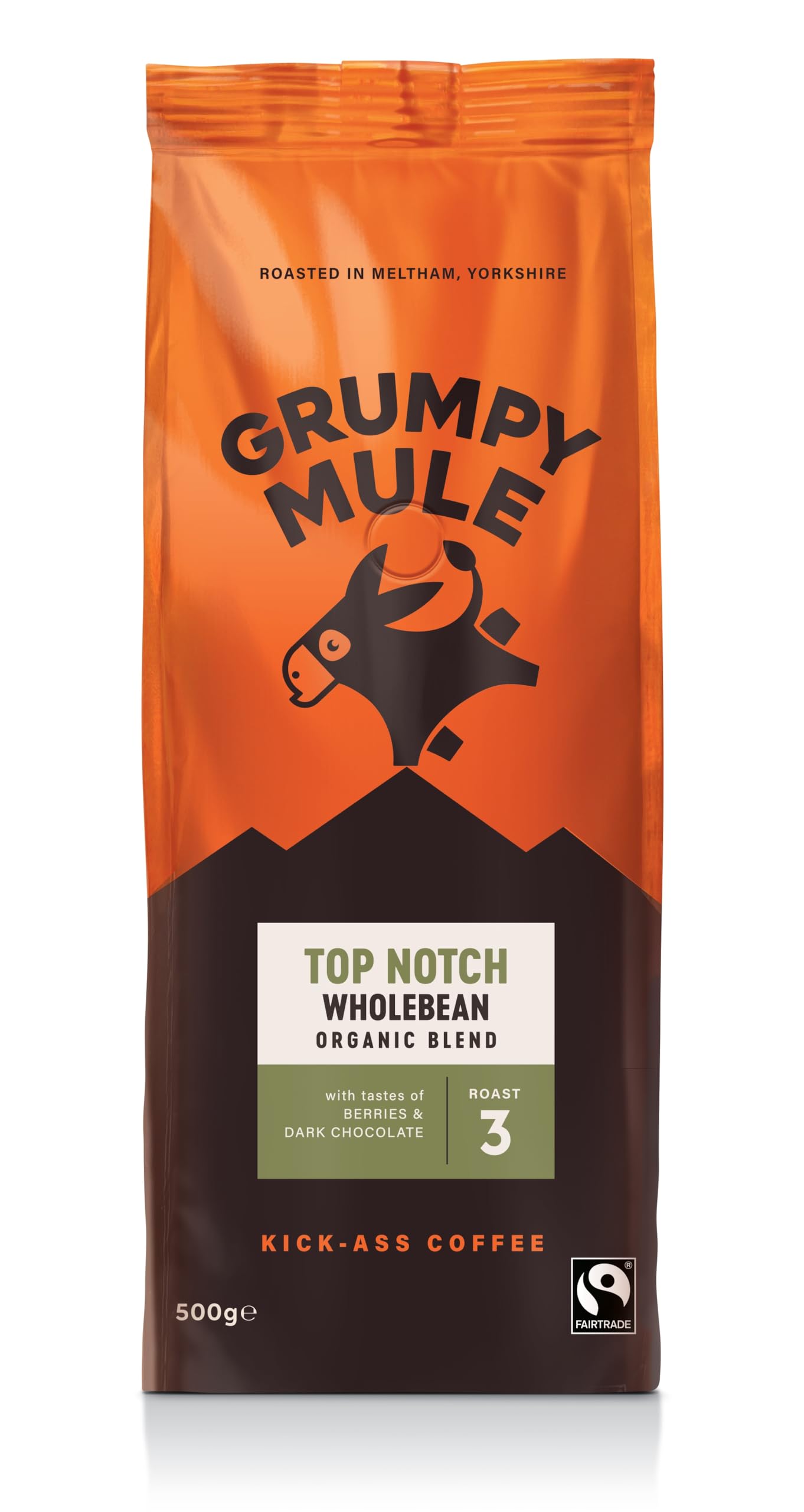 Grumpy Mule Top Notch Organic Whole Bean Arabica Coffee - 500g