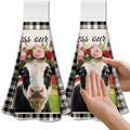 CUTHOLLOW Farm Cow Hanging Kitchen Towels | Microfiber Dish Towels, Set of 2