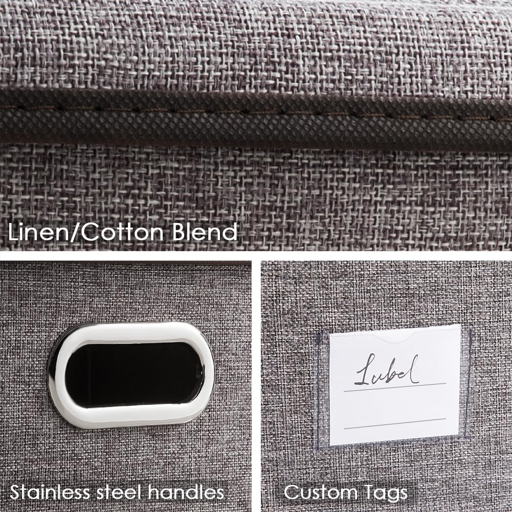 Prandom Storage Boxes with Lids Large,Collapsible Linen Fabric Storage Box,Decorative Bins,Really Useful Box,Clothing - image 4