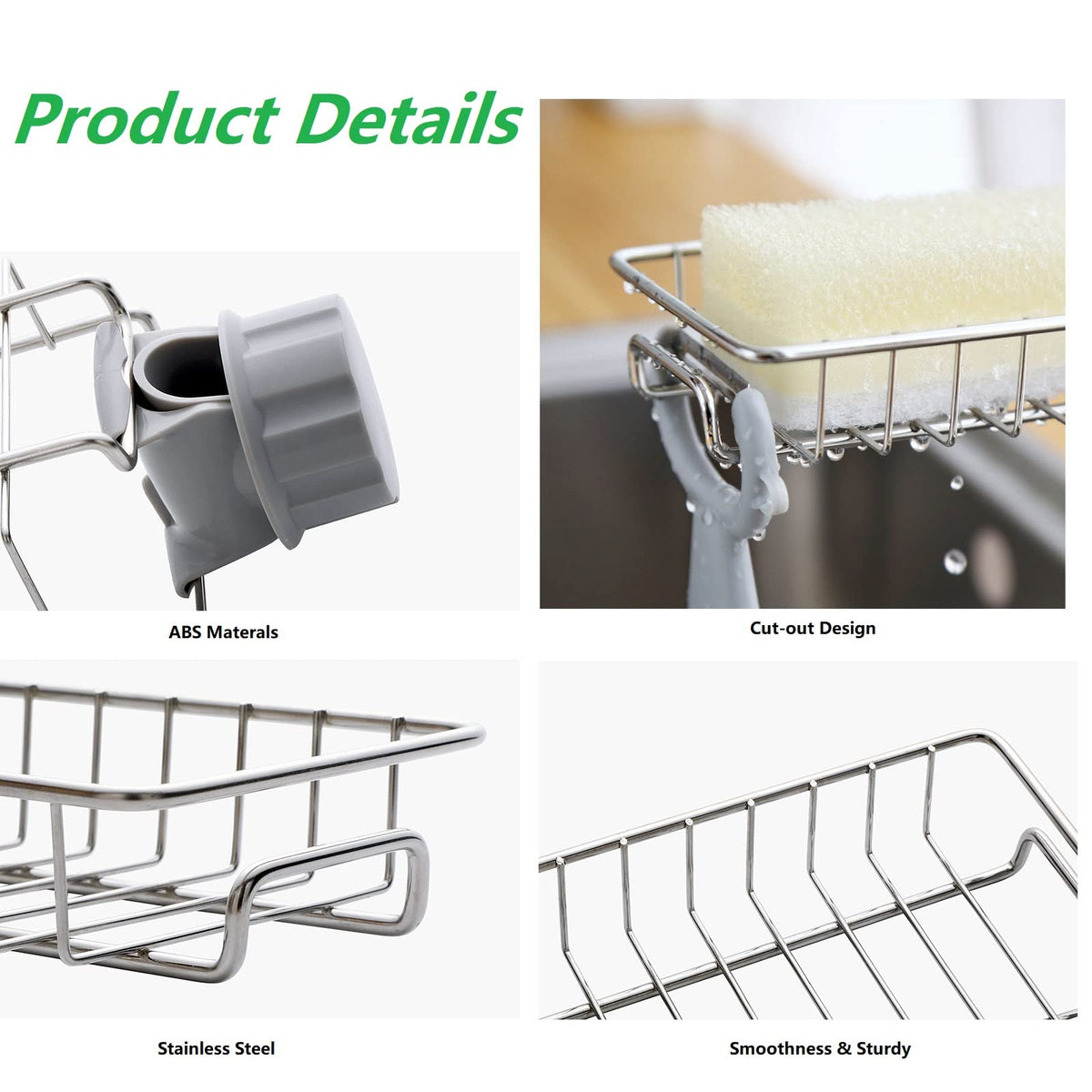 Beilala Bathroom Shower Caddy No Drill, 2 Pack Shampoo Soap Holders Stainless Steel Fauce Rack Kitchen Sink Organiser Bathroom Tidy Accessories Rust - image 5
