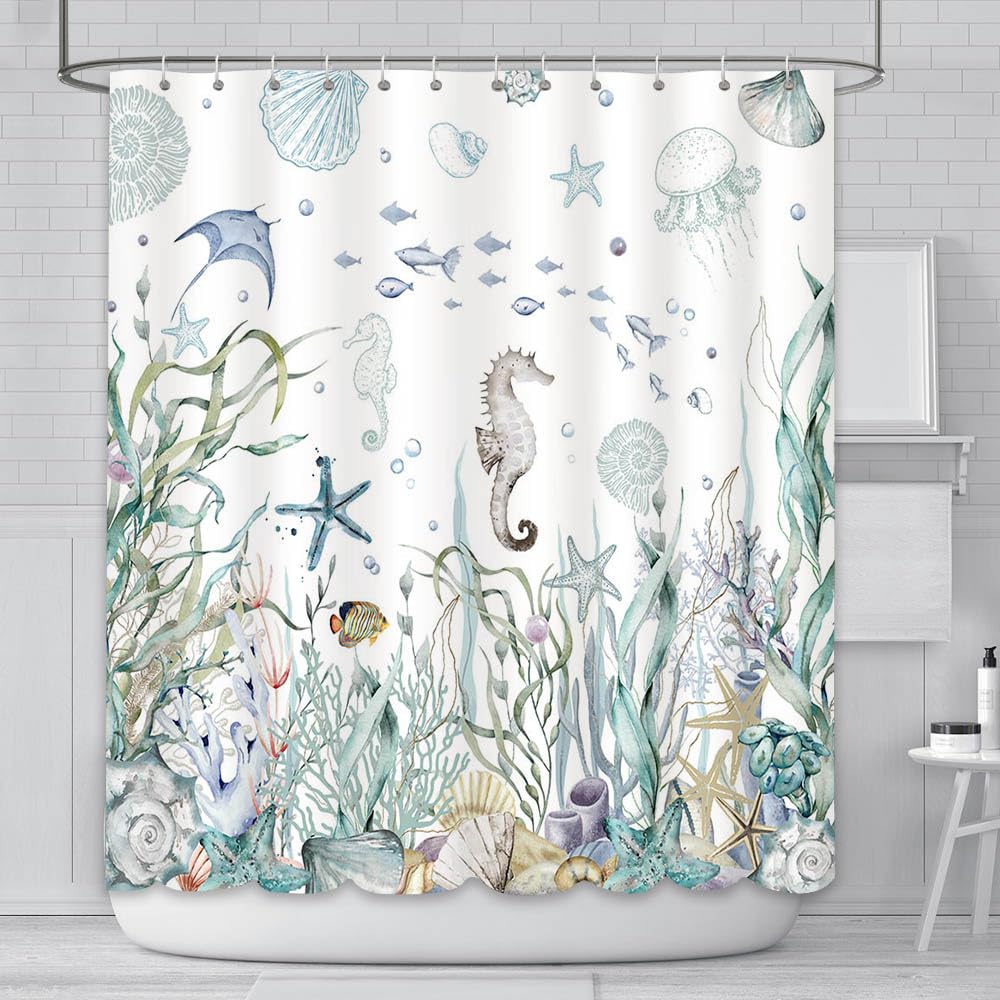 AIBIIN Ocean Shower Curtain | Waterproof Polyester Under the Sea Decor