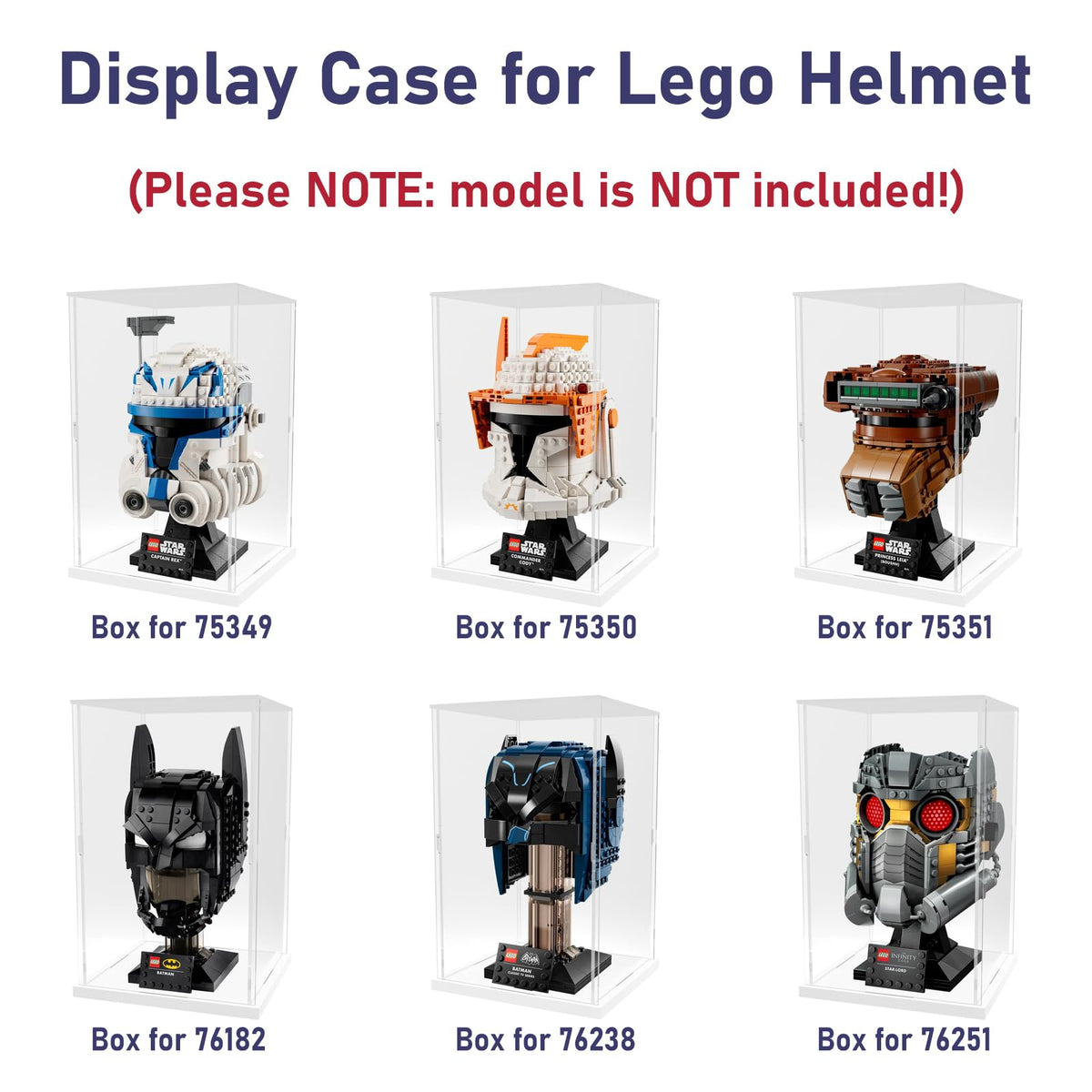 Nynelly Acrylic Display Case for Lego Star Wars Helmet for Lego Captain Rex Helmet Models Figures - image 3