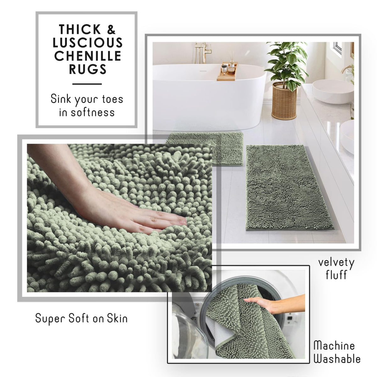 Clara Clark Sage Green Bathroom Set - Bathroom Sets with Shower Curtain and Rugs, 21PC Bathroom Accessory Set - image 5