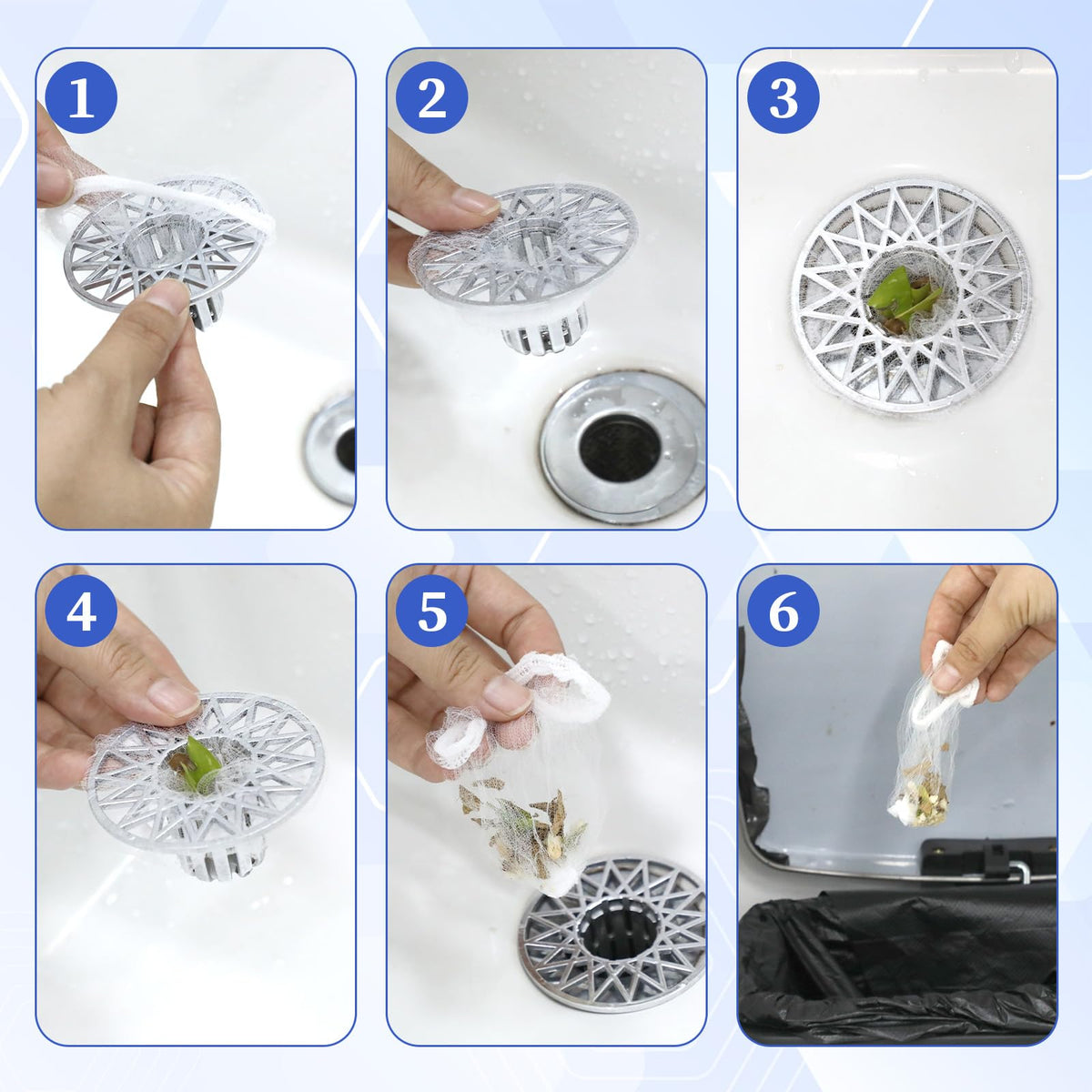 YBEATY 300 PCS Kitchen Disposable Strainer Sink Net Mesh Filter Bag Fits Sink Drain Strainer Scalability Elastic Anti-Clogging Bag for Collecting - image 5