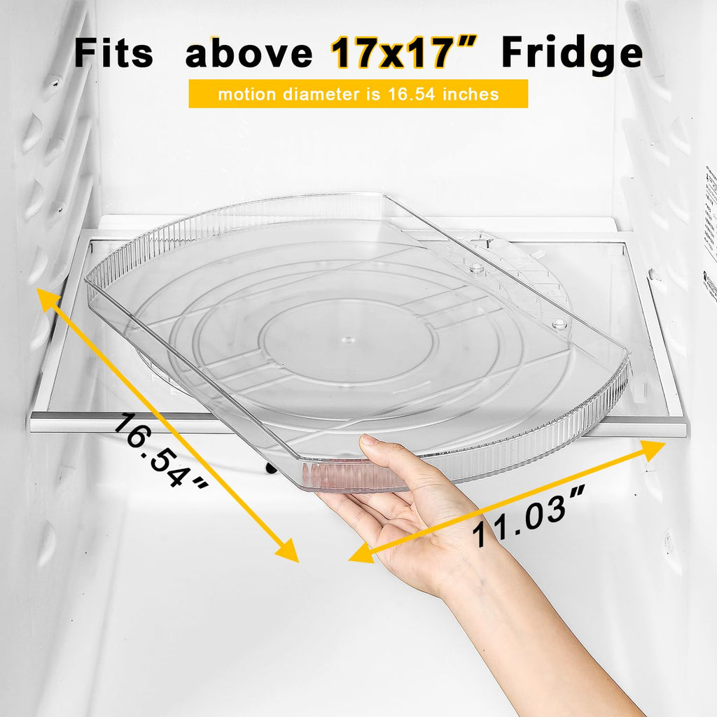 ROWNYEON 2 Pack Rectangular Lazy Susan Fridge Organiser – 16.5" Clear Acrylic