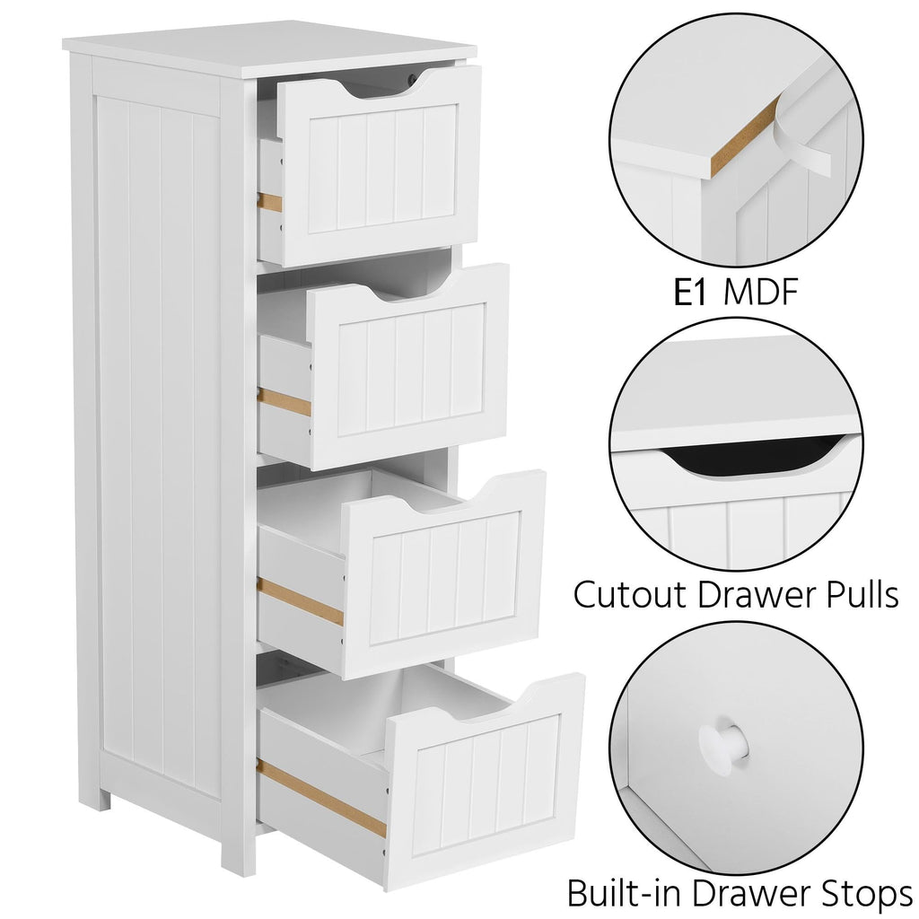Yaheetech Slim Bathroom Floor Cabinet Freestanding with 4 Drawers, White - image 4