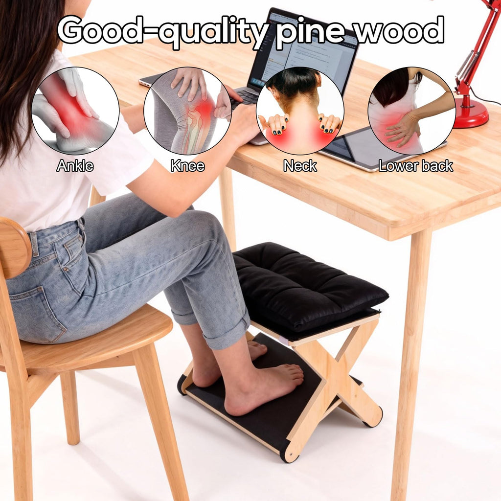 Foot Rest for Under Desk, Ergonomic Foot Stool Non-Slip Wooden Leg Rest Support with Comfortable Cushion for Office Desk at Work Home Use Enhances - image 5