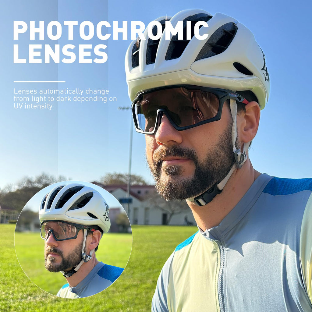 KAPVOE Photochromic Cycling Glasses | UV400 TR90 Sports Sunglasses