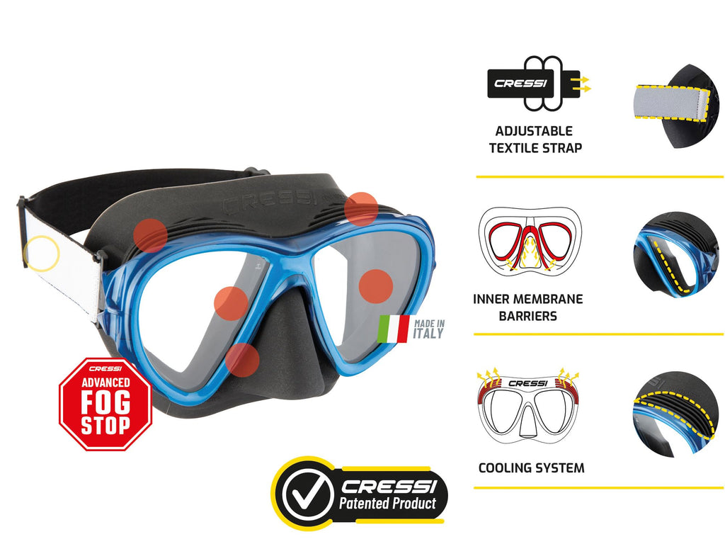 Cressi Fiji & Gamma Snorkel Set – Adult Mask and Snorkel Combo