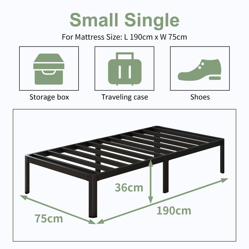 Lutown-Teen Small Single 2ft6 Metal Bed Frame – Heavy Duty & Noise Free