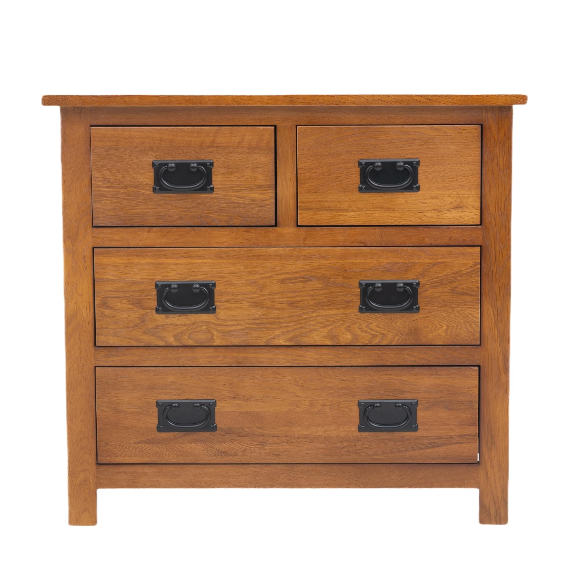 Kemtpase Oak 4-Drawer Bedside Table – Fully Assembled Wooden Nightstand