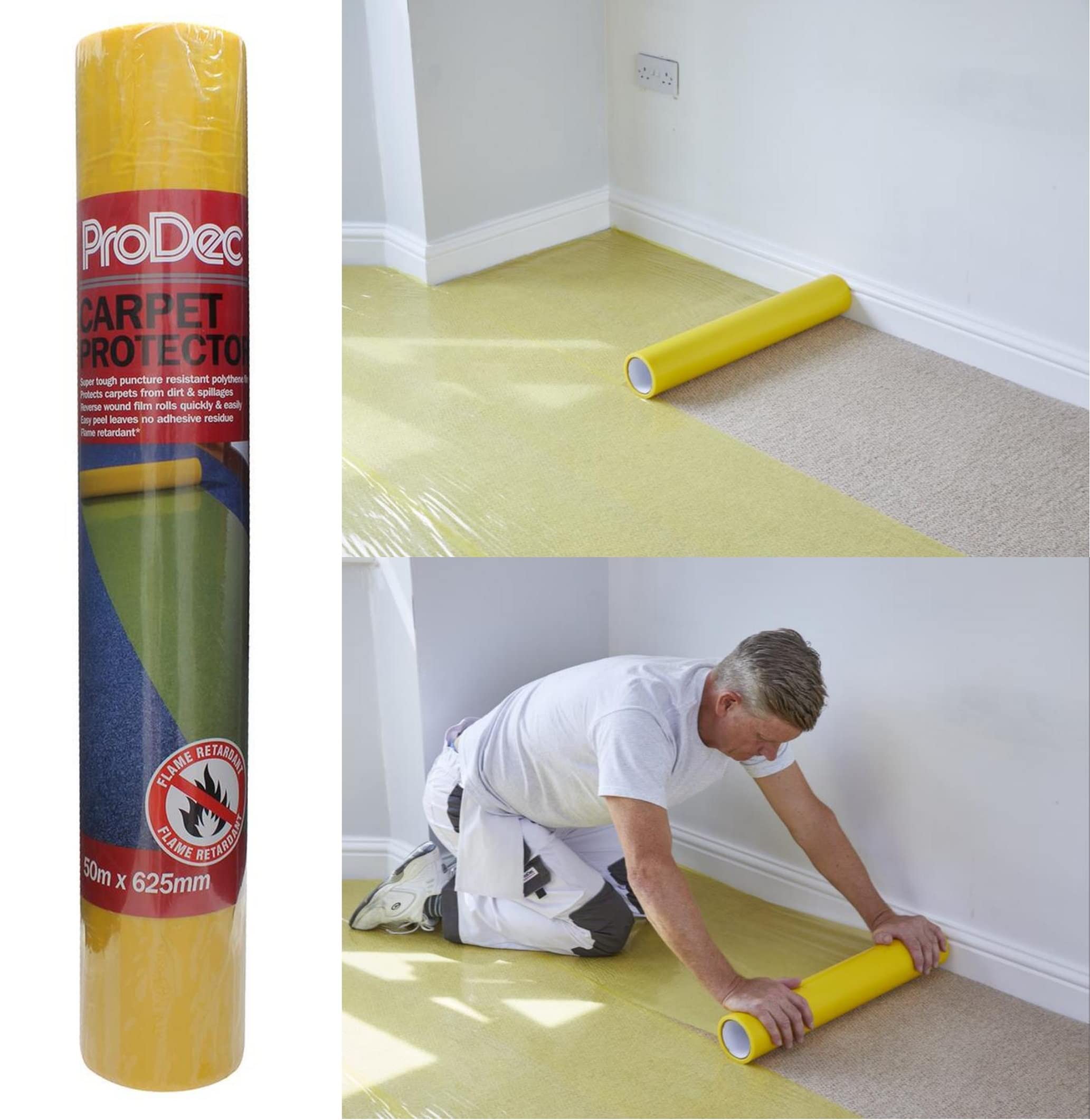ProDec 50m Carpet Protector Roll | Heavy Duty Waterproof Adhesive Film