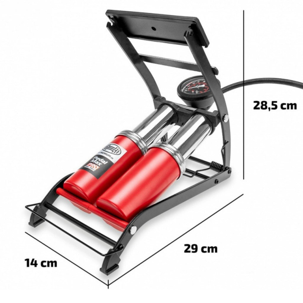 HEYNER Double Barrel Foot Air Pump | 140PSI Tyre Inflator with Gauge