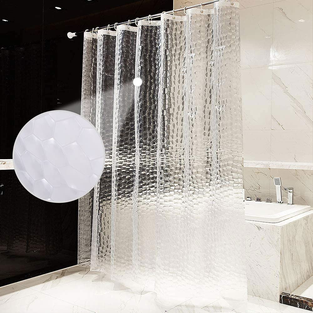AiQInu 3D Translucent EVA Shower Curtain – Waterproof & Anti-Mildew (180x200cm)