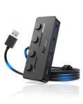 Aceele 4-Port USB 3.0 Hub Splitter with Individual Switches & 4ft Cable