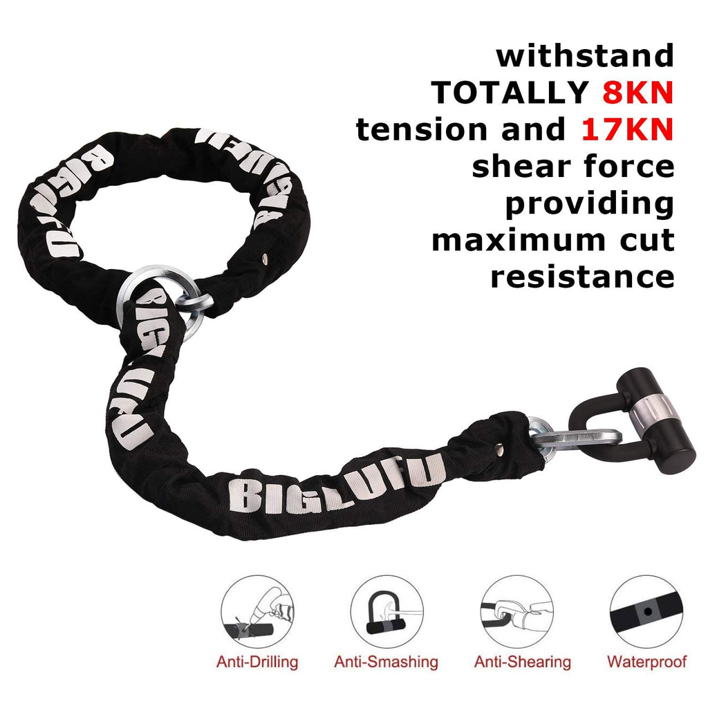 BIGLUFU Heavy Duty Bike Chain Lock – 12mm Thick 120cm Motorcycle Lock