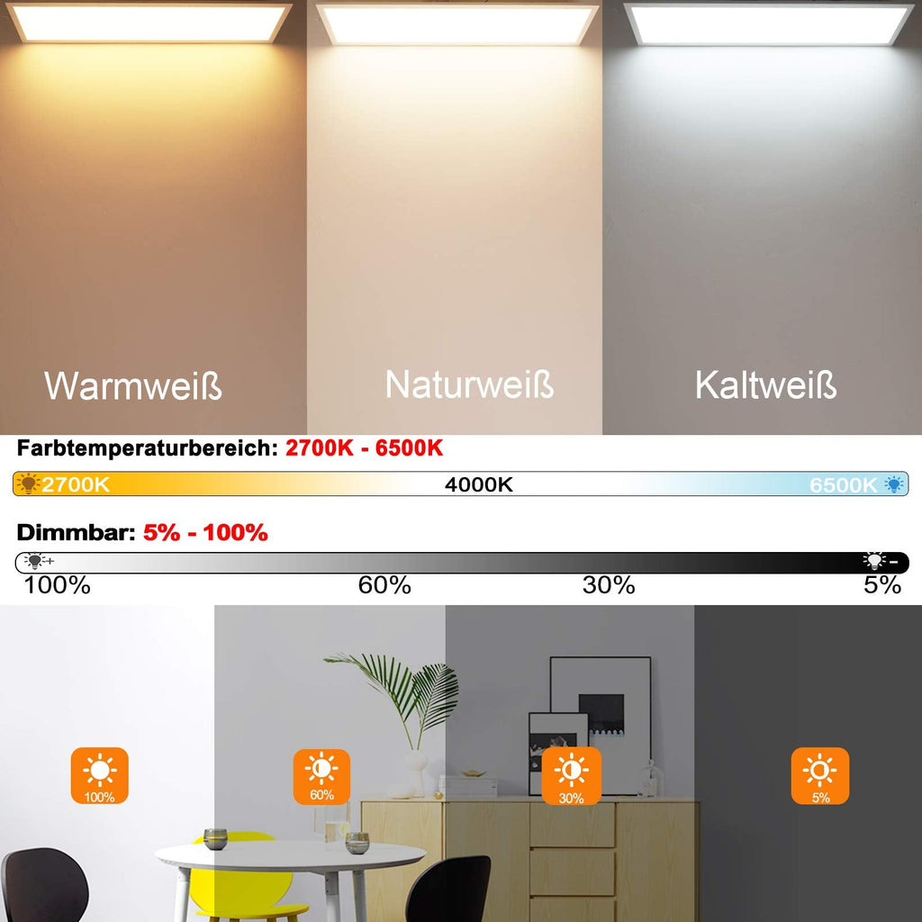 Aimosen LED Ceiling Light Panel – 100x25cm Dimmable Rectangular Lamp
