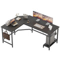 Mericonia L Shaped Desk, Diamond Design for Socket, 135x110cm, Black - image 1