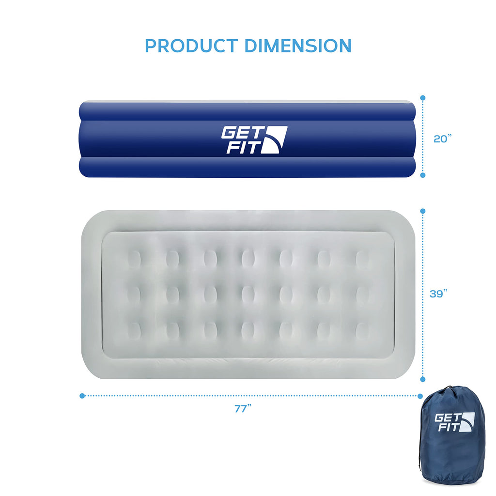 Get Fit Single Air Bed with Built-In Electric Pump | Elevated Air Mattress