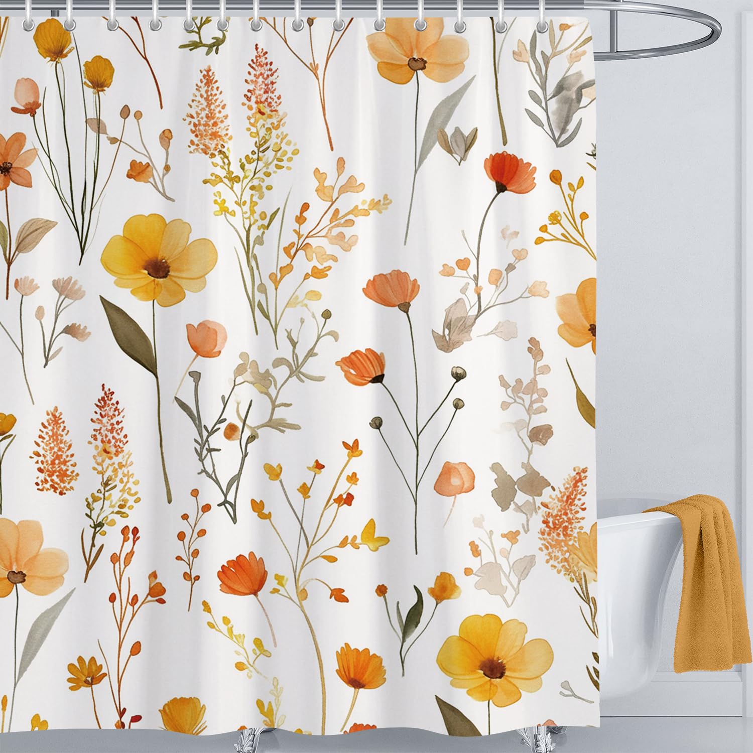 LIVETTY Floral Shower Curtain – 180x180cm Waterproof Quick-Dry Fabric