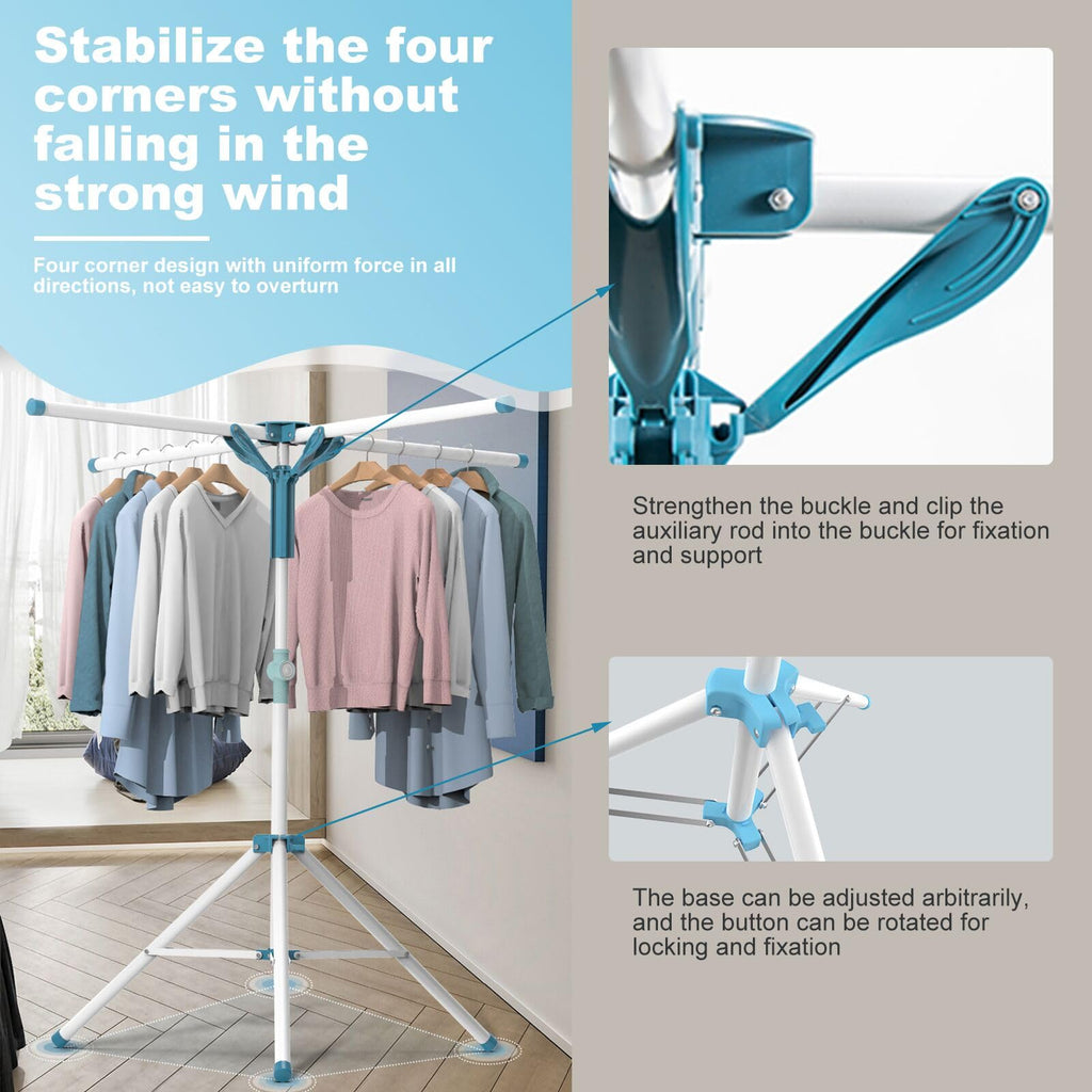 AISIR Foldable Clothes Drying Rack | 4-Arm Adjustable Laundry Airer