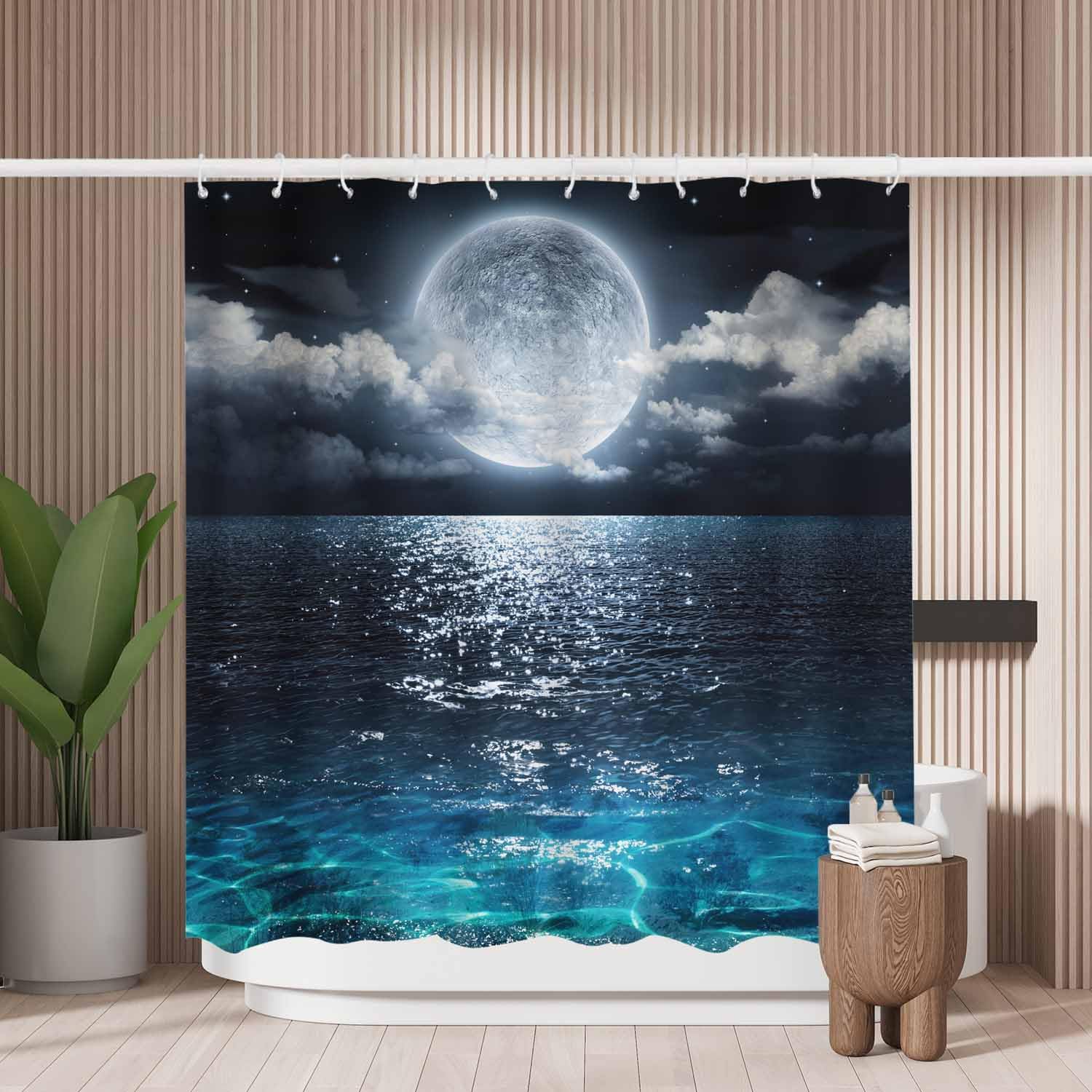 Full Moon Sea Shower Curtain – Mold Resistant Polyester