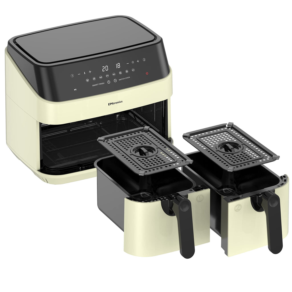 EMtronics Dual Air Fryer | 9L Extra Large Double Basket Digital Cooker