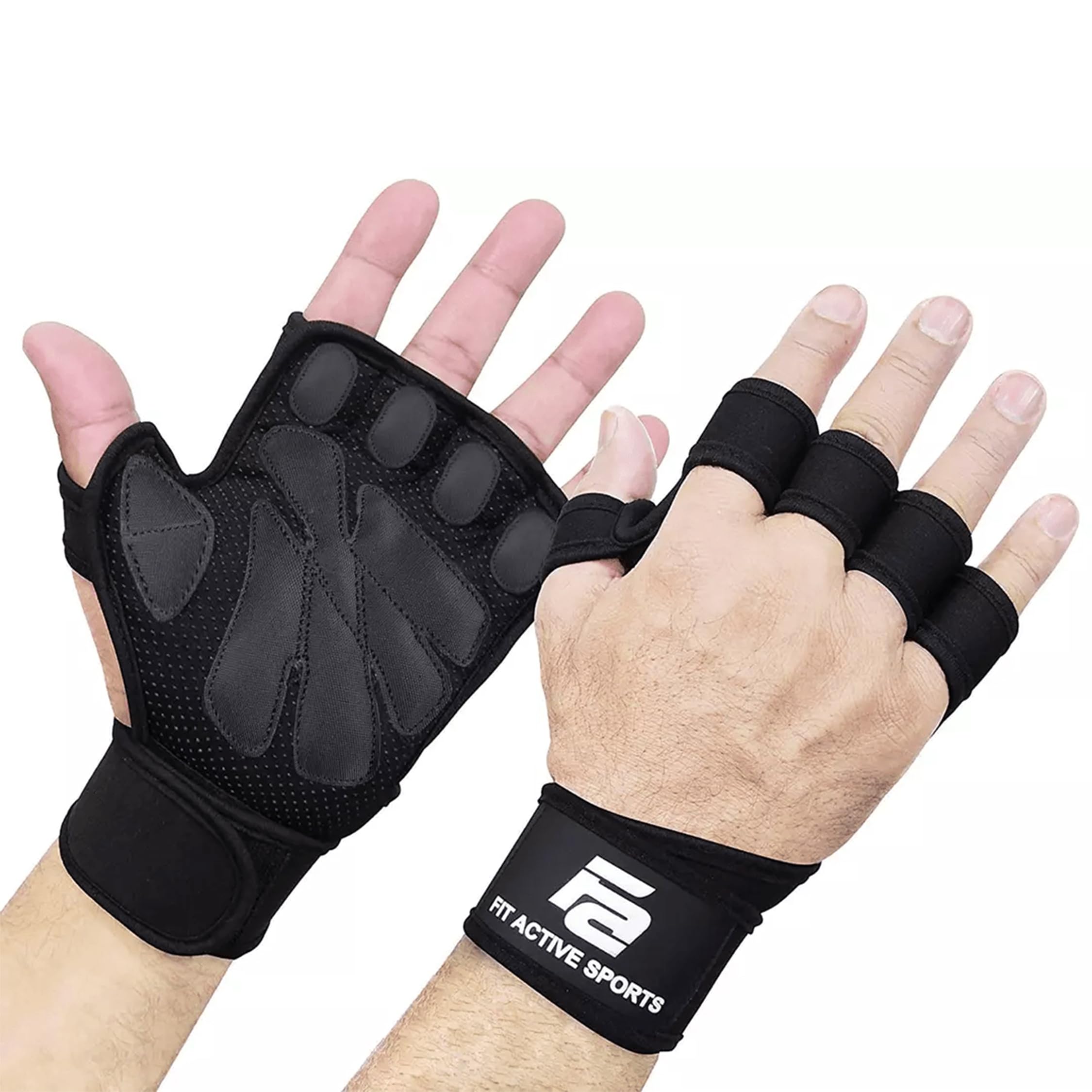 Fit Active Sports Weight Lifting Gloves with Wrist Wraps - Neoprene Grip