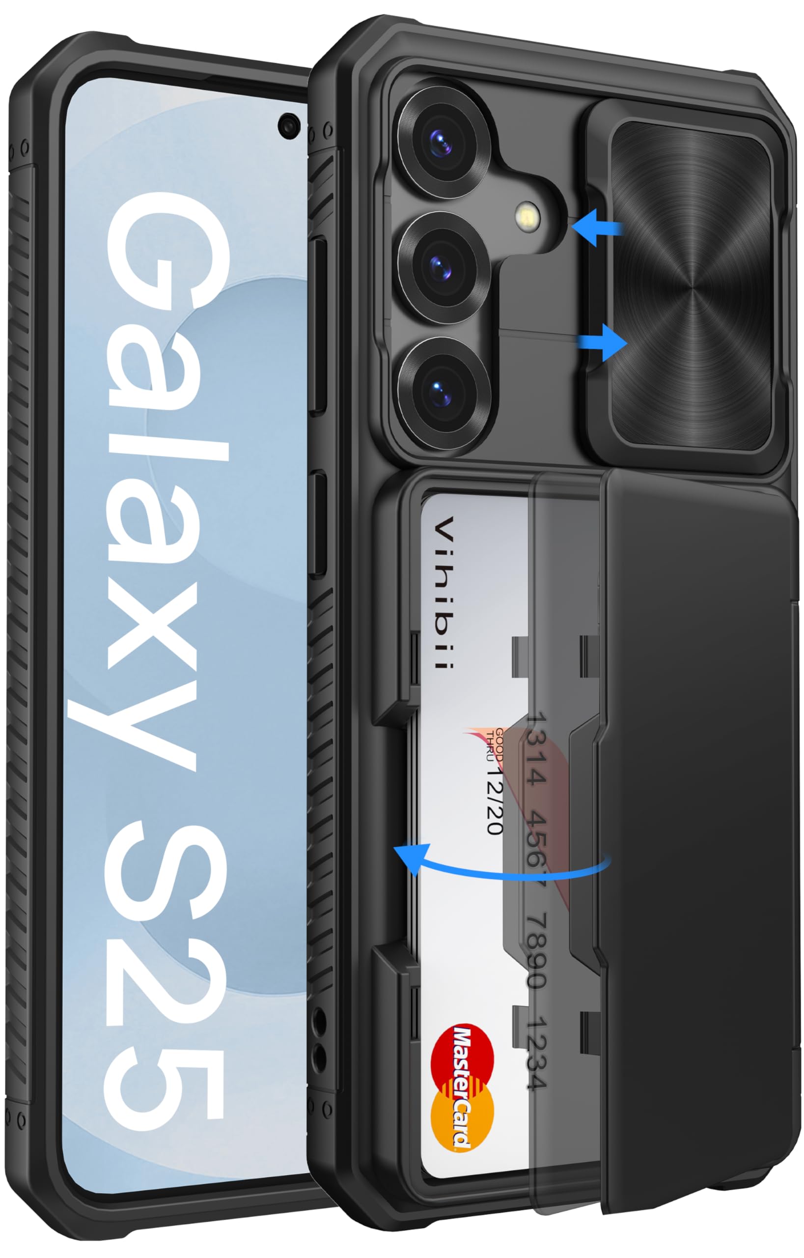 Vihibii Samsung Galaxy S25 Case – RFID Wallet & Slide Camera Cover
