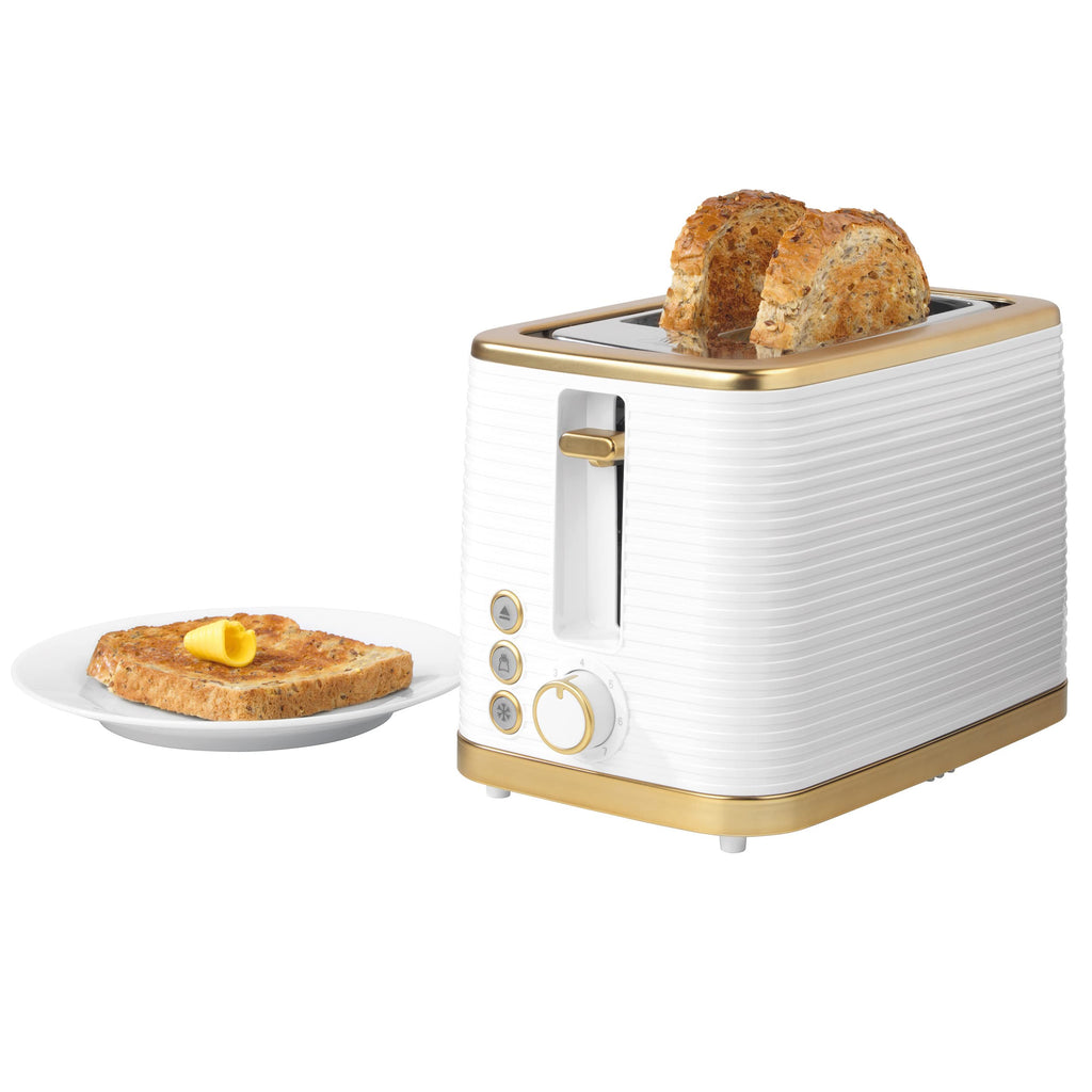 Salter Palermo Kettle and 2-Slice Toaster Set – White and Gold, 1.7L