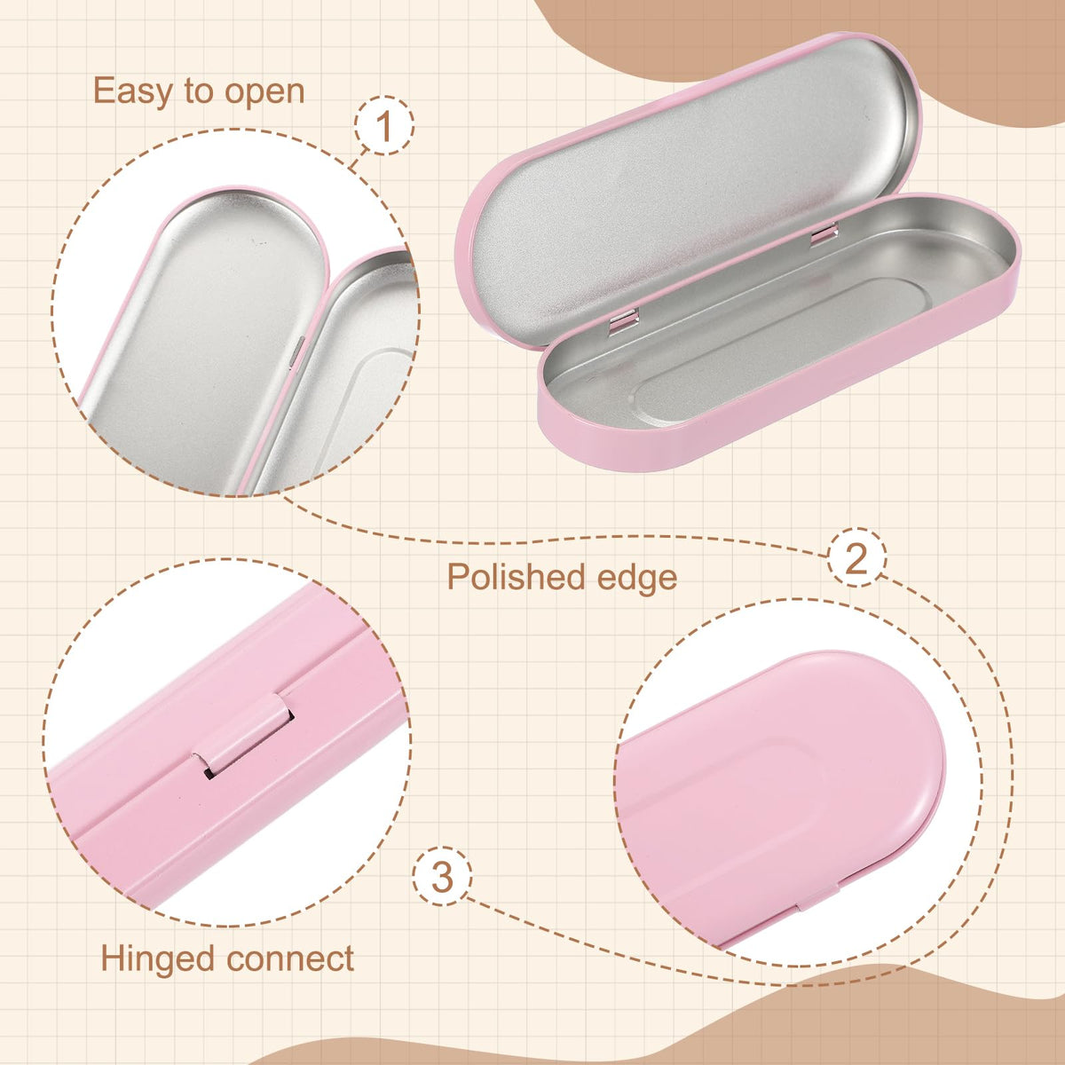 sourcing map 2Pcs Metal Tin Box Container, 6.9x2.4x0.7 Oval Empty Hinged Lid Box with Self Adhesive Colored Sticker