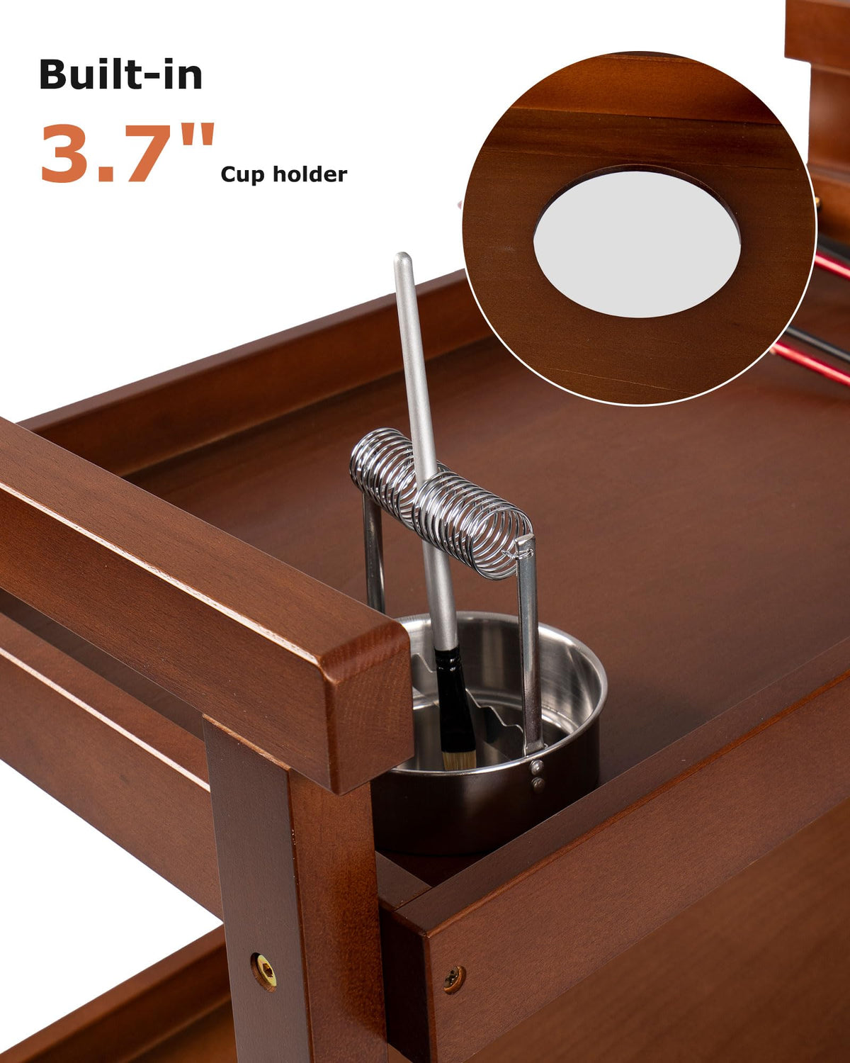 DJAR Rolling Art Cart with Silicone Pad, Solid Beech Wood Utility Cart with Caster Wheels, for Adults, Artists Walnut, Basic - image 4
