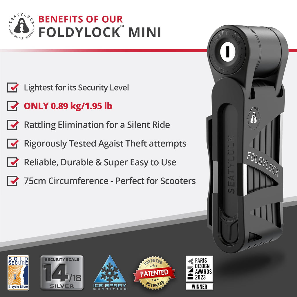 FoldyLock Mini Folding Bike Lock – Heavy Duty High Security Key Lock