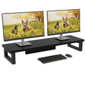 OYRREU Dual Monitor Stand – 91x26cm Desktop Riser & Organizer, Black