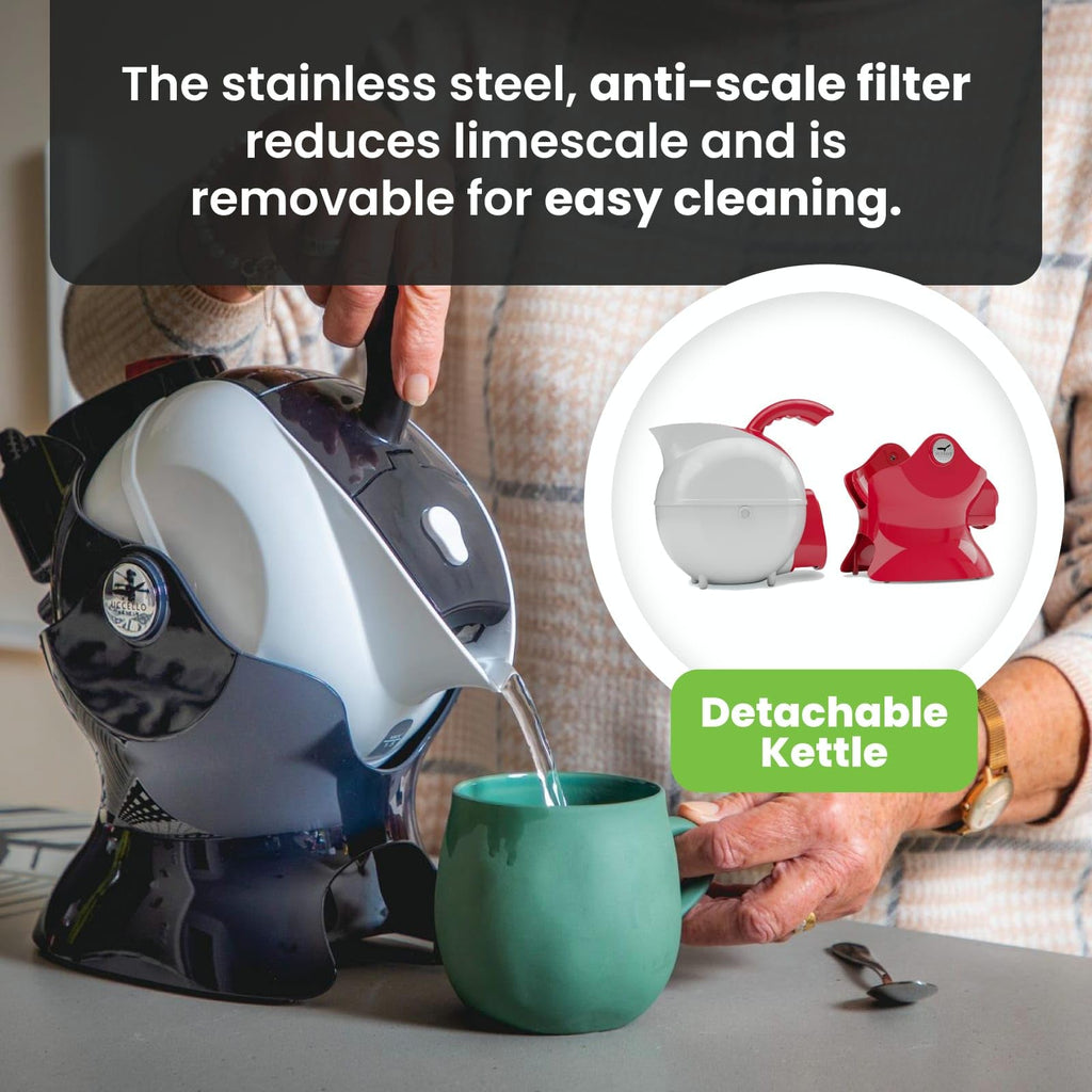 Uccello Electric Safety Kettle - 1.5L Easy Pour Tipping Base - Red