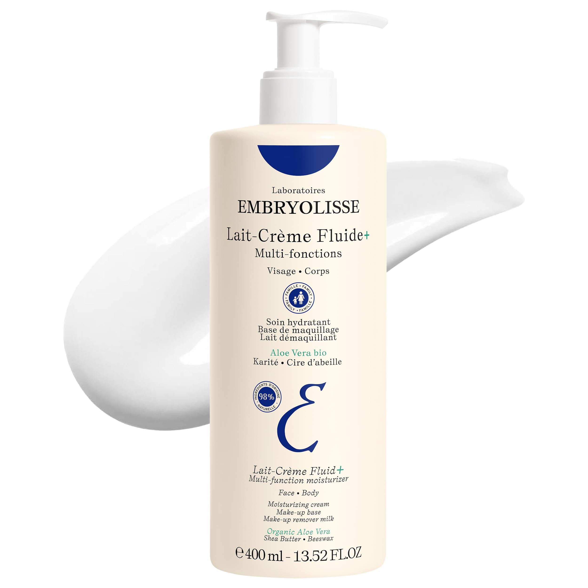 Embryolisse Fluid Milk-Cream | Face and Body Moisturizer with Aloe - 400ml