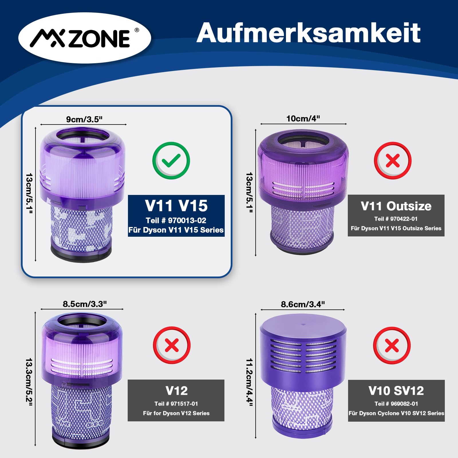 MXZONE V11 SV14 Vacuum Filter Replacement for Animal & Torque Drive | 2 Pack