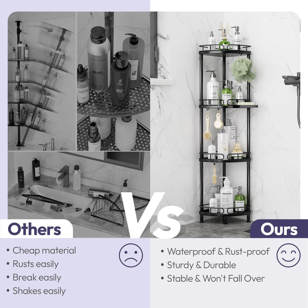 SWTYMIKI Corner Shower Caddy – 4 Tier Stainless Steel Standing Organizer