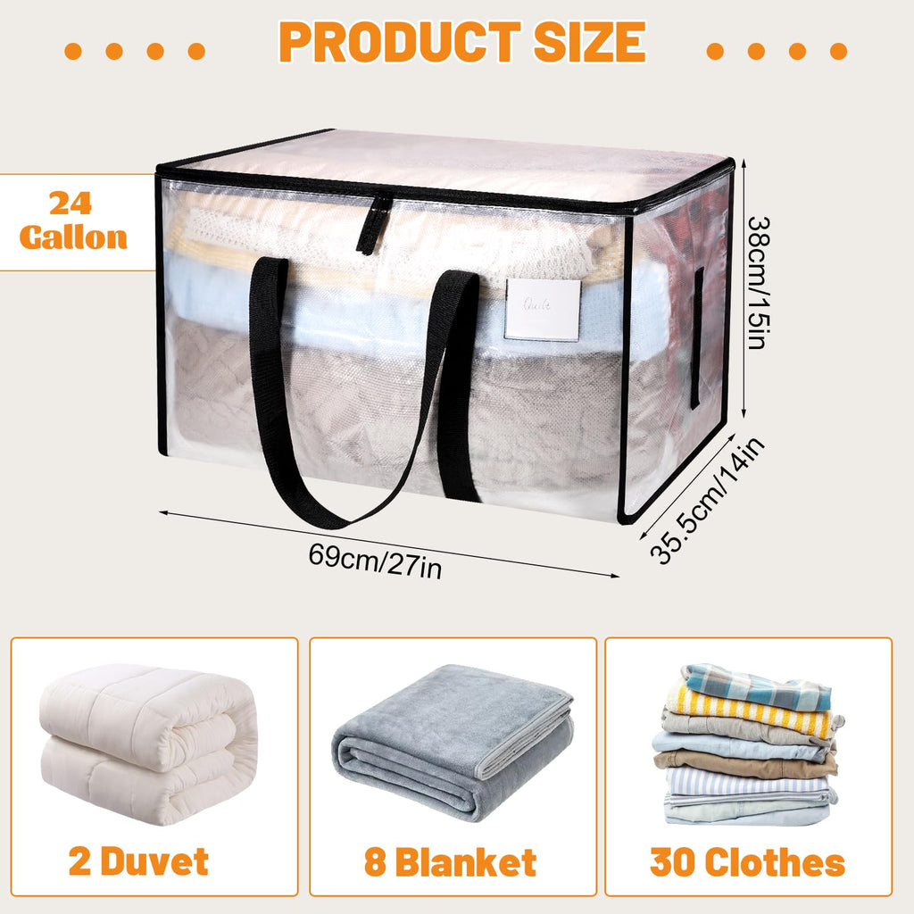 Yafe 7-Pack Large 91L Transparent Storage Bags for Moving & Clothes