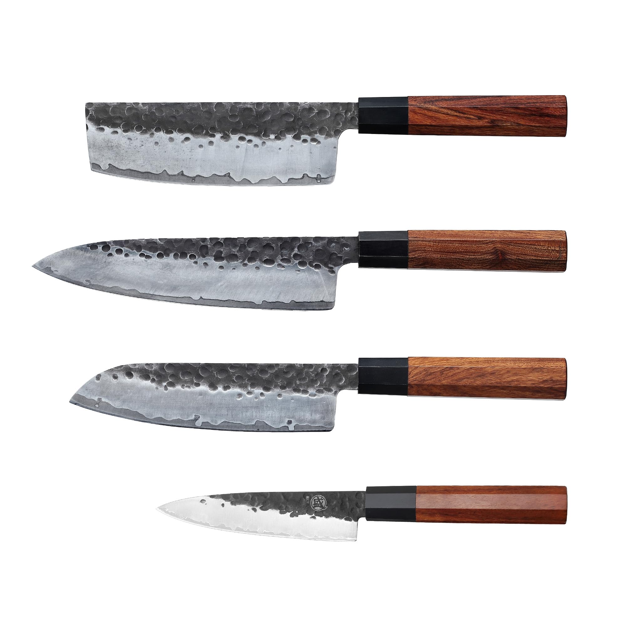MITSUMOTO SAKARI 4 Pcs Japanese Chef Knife Set | Hand Forged Rosewood