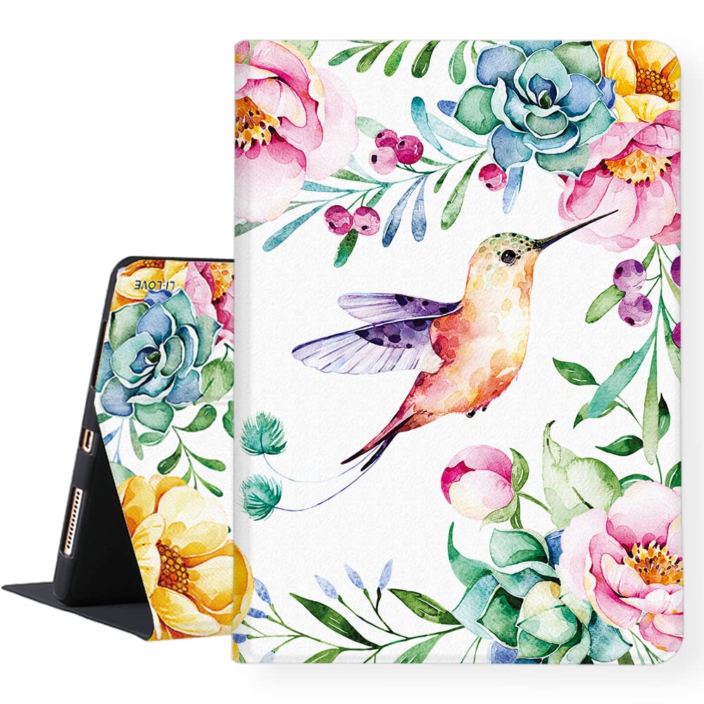 iPad 11th/10th Gen Case – Hummingbird Flower Folio Cover