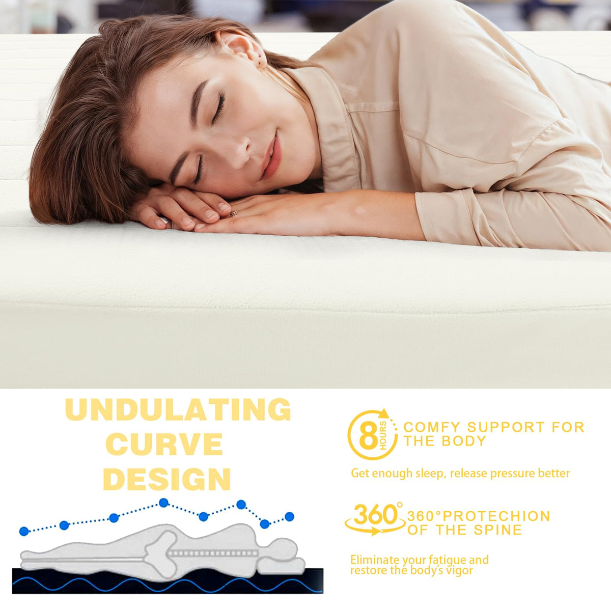 MeMoreCool Roll Up Floor Mattress Small Single 190x75cm, Beige