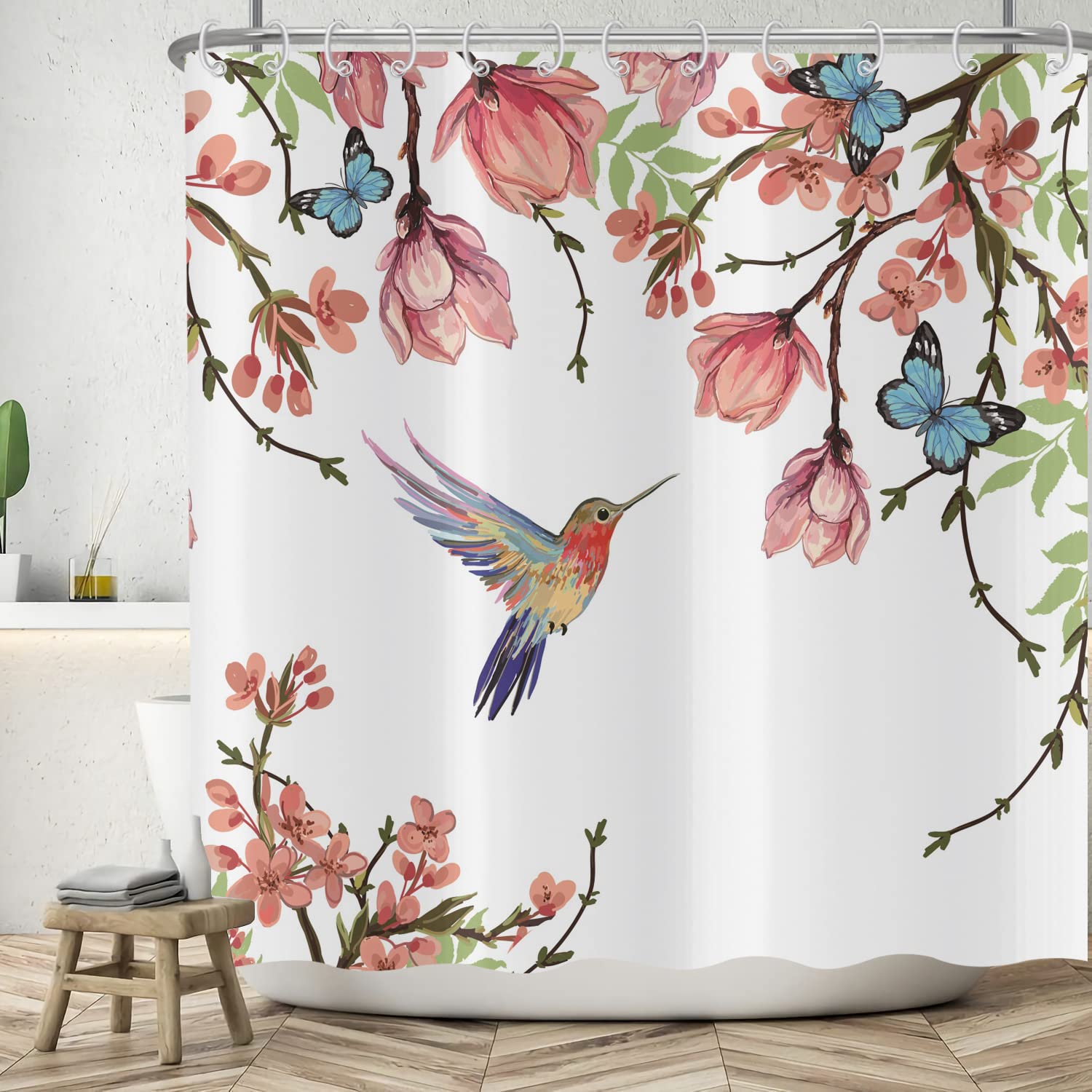 Jolof Store Floral Flower Shower Curtain | Waterproof Polyester, 180x200cm