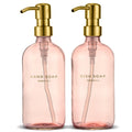 MaisoNovo Pink Soap Dispenser Set - 2-Piece 500ml Gold Pump Bottles