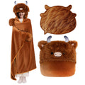 Mewaii Highland Cow Wearable Blanket Hoodie – Plush Flannel Cloak