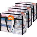 Lifewit 3 Pack Clear Storage Bags, 40L Plastic Clothes Storage Bags