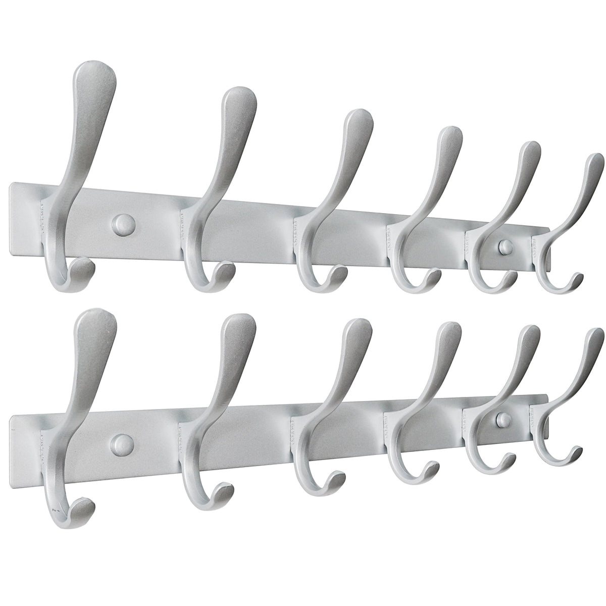 SKOLOO Coat Rack Wall Mounted - 6 Hooks, Pack of 2, Heavy Duty, Stainless Steel, Metal Wall Coat Hanger, Sturdy Wall Hooks for Hanging Coat, Jacket - image 1