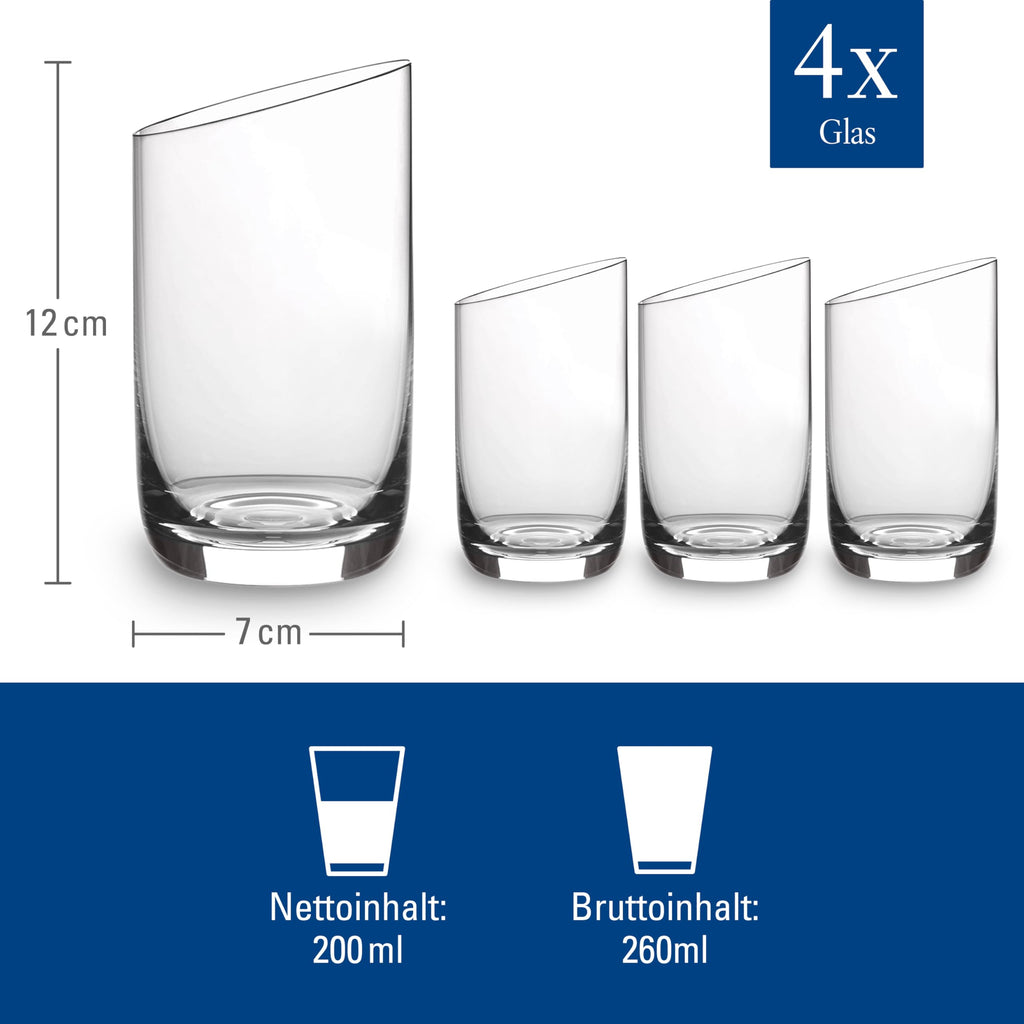 Villeroy & Boch NewMoon Tumbler Set | 4-Piece Crystal Glass Water Glasses