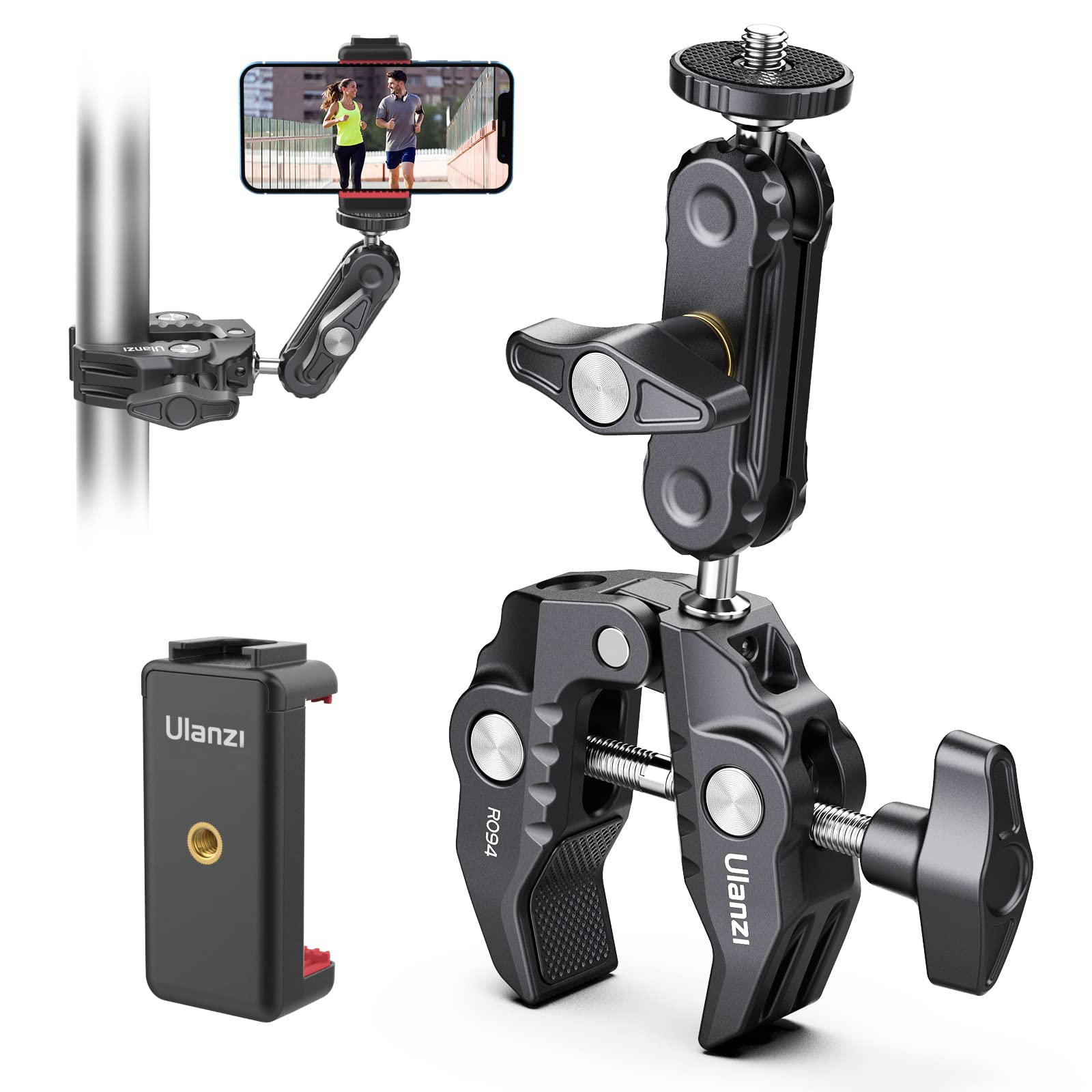 Ulanzi Super Clamp Camera Mount with 360° Ballhead and Phone Holder